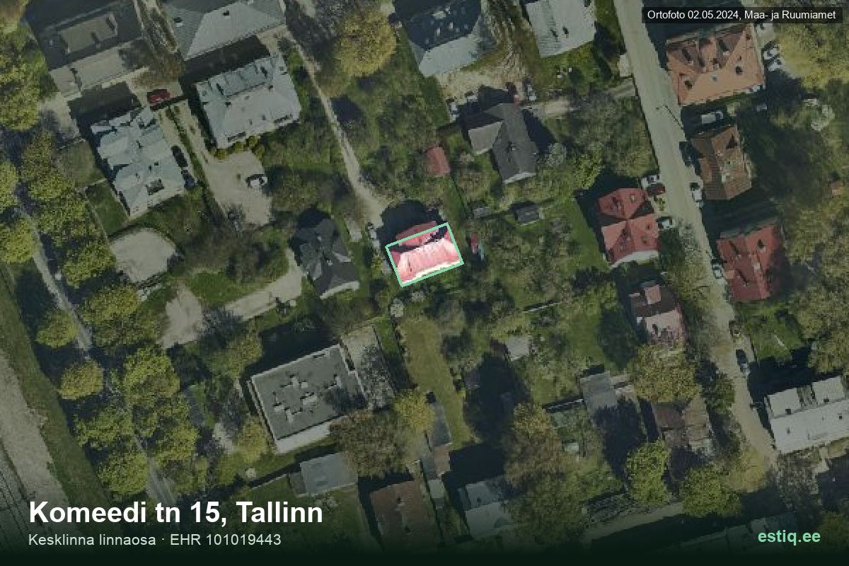 Komeedi tänav 15, Tallinn – hoone aerofoto, kontuur ehitisregistri (EHR) andmetest
