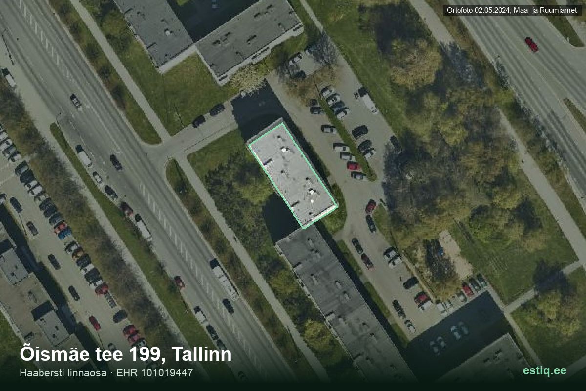 Õismäe tee 199, Tallinn – hoone aerofoto, kontuur ehitisregistri (EHR) andmetest