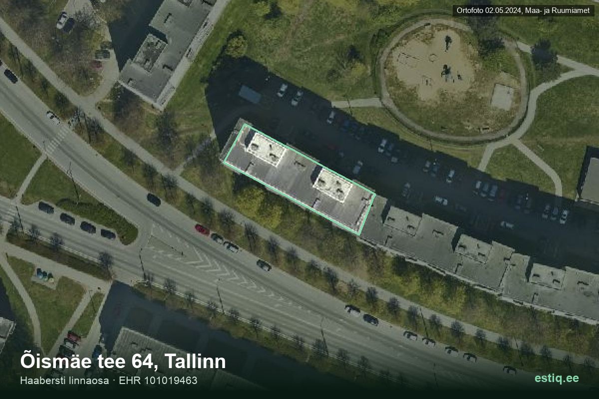 Õismäe tee 64, Tallinn – ilmakuva rakennuksesta, ääriviiva rakennusrekisteristä (EHR)