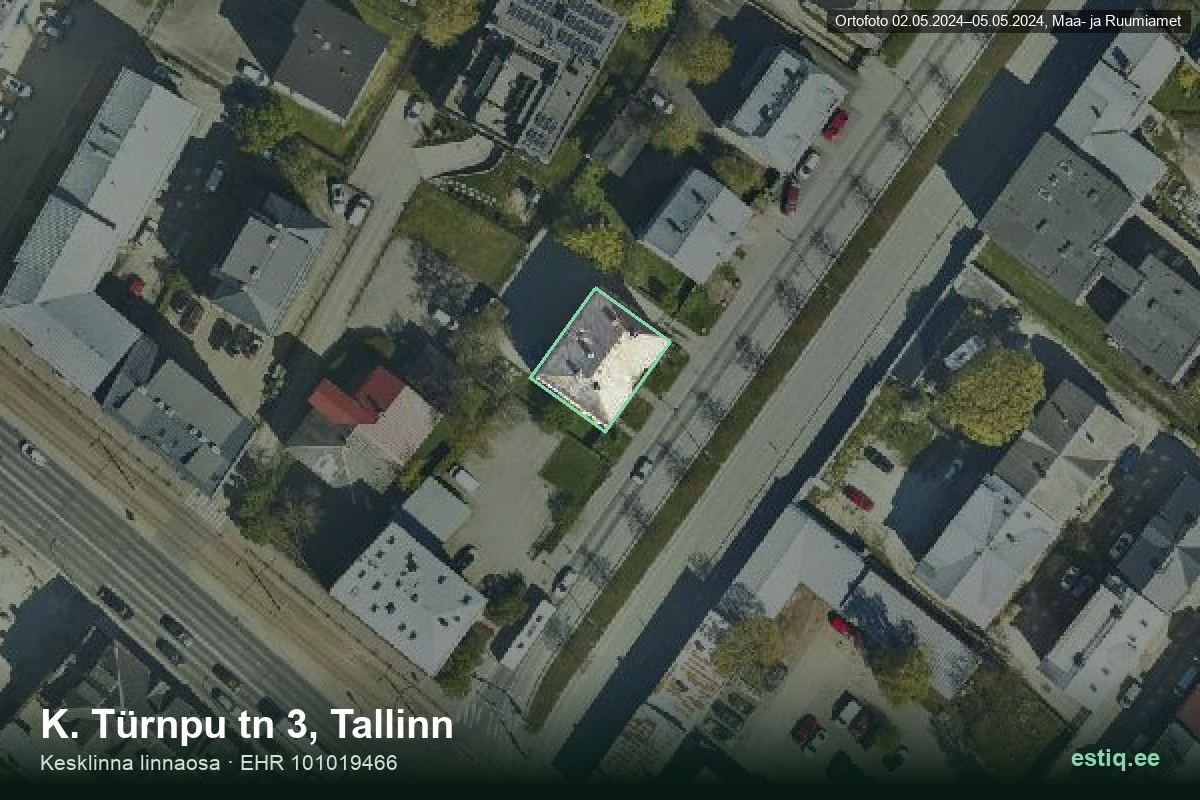 K. Türnpu tänav 3, Tallinn – aerial photo of the building, outline from the Building Register (EHR)