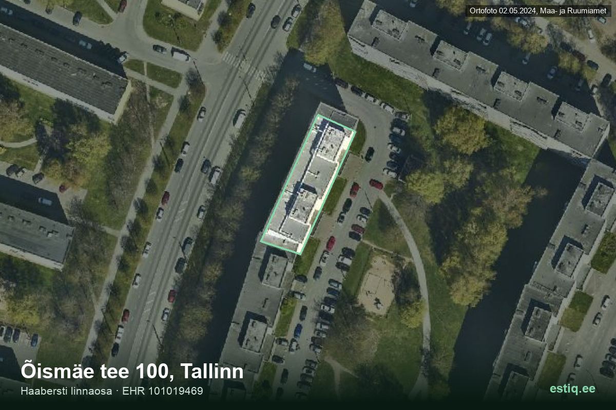 Õismäe tee 100, Tallinn – hoone aerofoto, kontuur ehitisregistri (EHR) andmetest