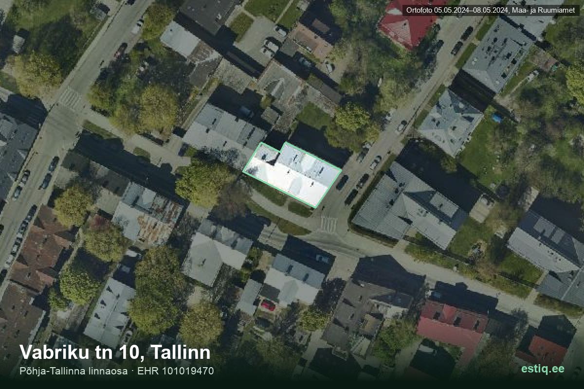 Vabriku tänav 10, Tallinn – hoone aerofoto, kontuur ehitisregistri (EHR) andmetest
