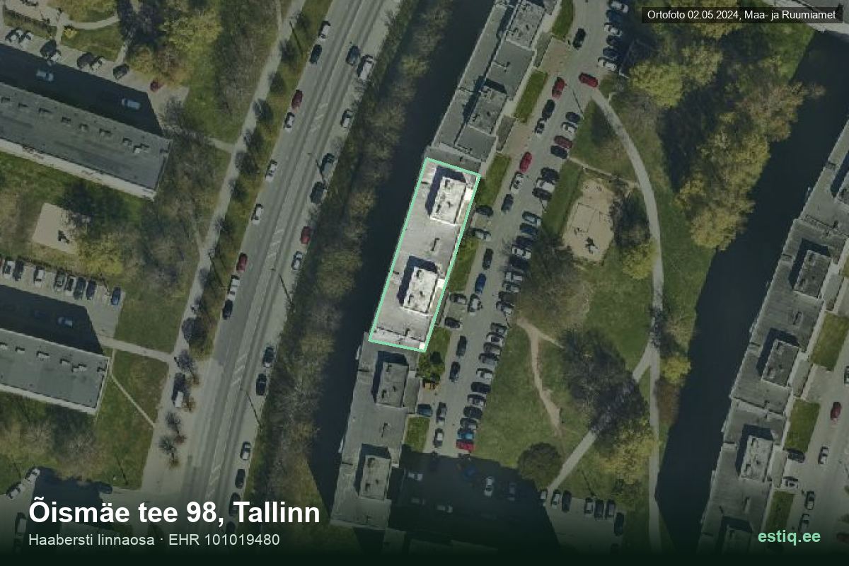 Õismäe tee 98, Tallinn – hoone aerofoto, kontuur ehitisregistri (EHR) andmetest