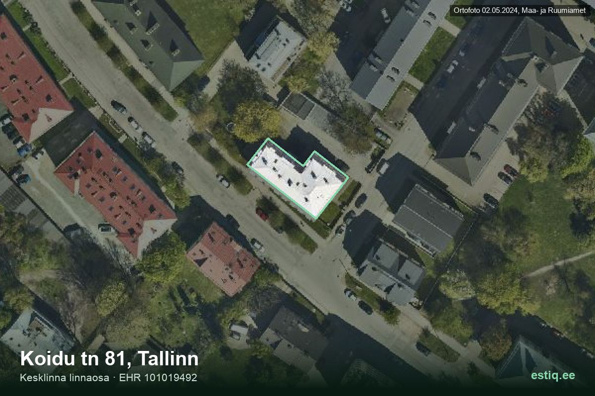 Koidu tänav 81, Tallinn – ilmakuva rakennuksesta, ääriviiva rakennusrekisteristä (EHR)