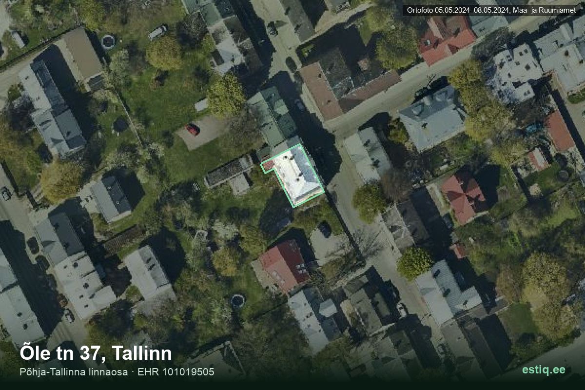 Õle tänav 37, Tallinn – hoone aerofoto, kontuur ehitisregistri (EHR) andmetest