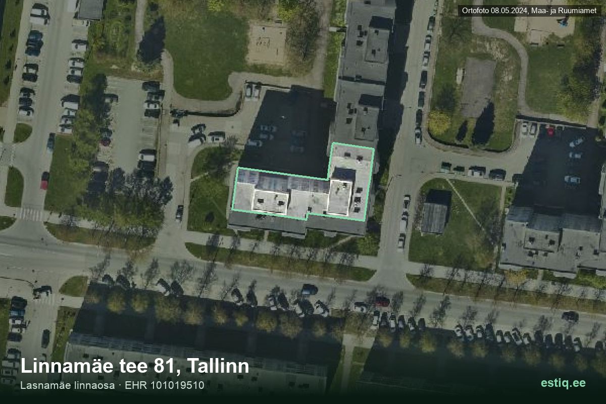 Linnamäe tee 81, Tallinn – hoone aerofoto, kontuur ehitisregistri (EHR) andmetest
