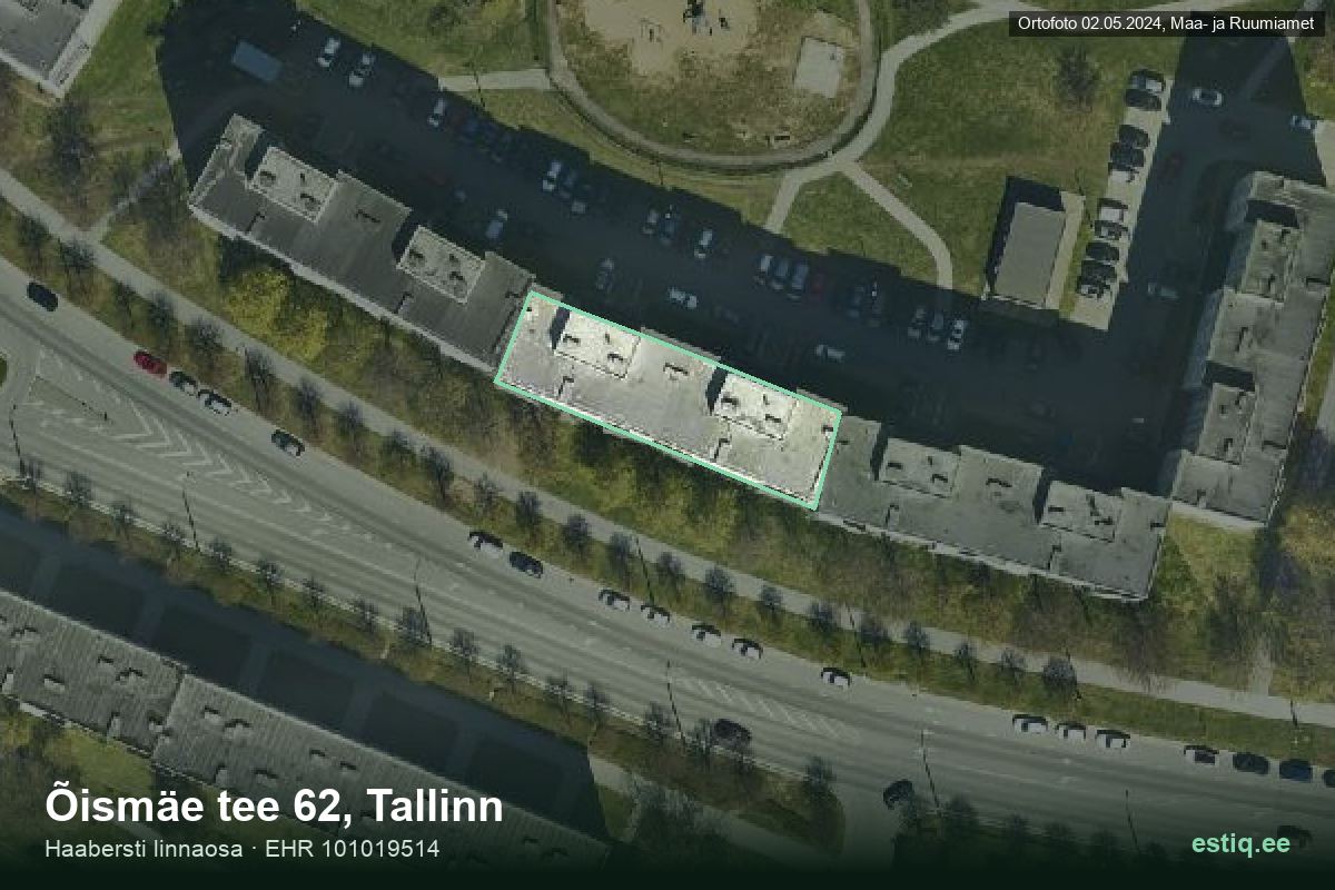 Õismäe tee 62, Tallinn – aerial photo of the building, outline from the Building Register (EHR)