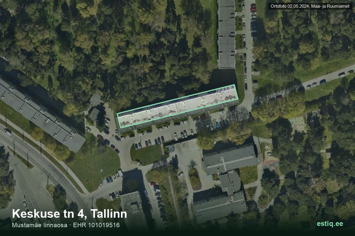 Keskuse tänav 4, Tallinn – aerial photo of the building, outline from the Building Register (EHR)