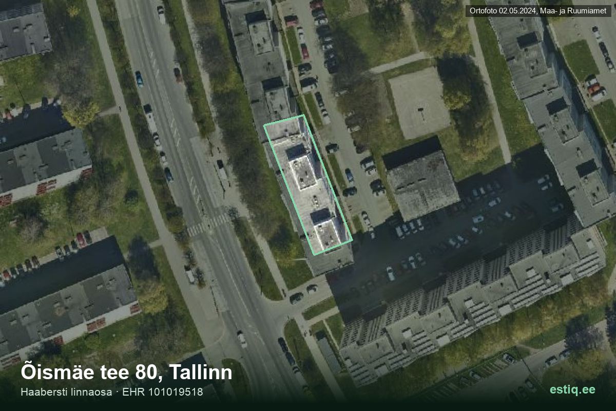 Õismäe tee 80, Tallinn – ilmakuva rakennuksesta, ääriviiva rakennusrekisteristä (EHR)