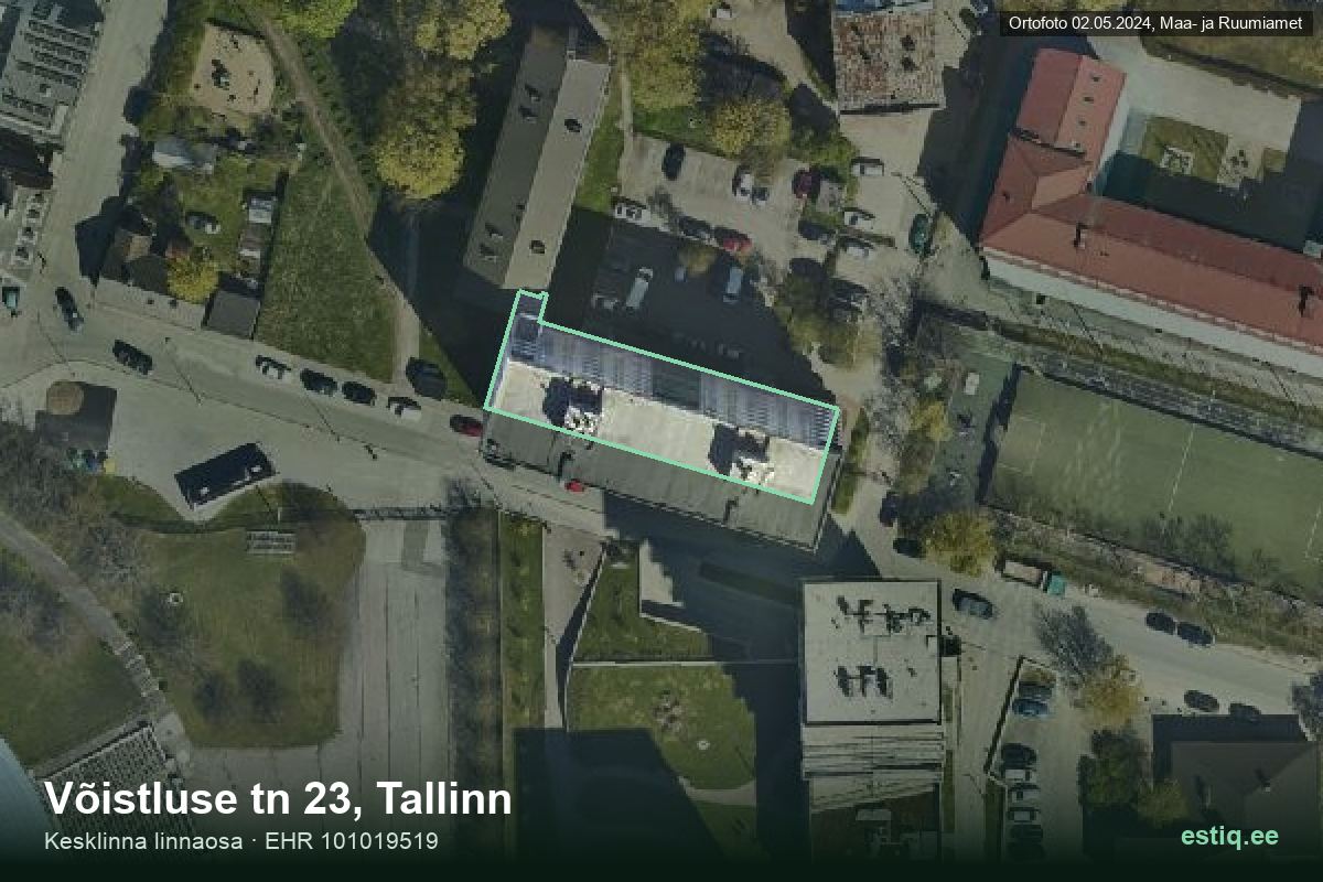 Võistluse tänav 23, Tallinn – hoone aerofoto, kontuur ehitisregistri (EHR) andmetest