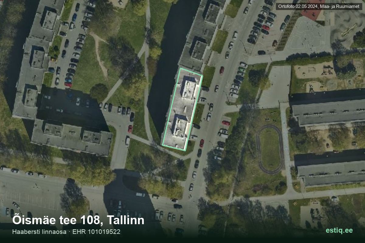 Õismäe tee 108, Tallinn – hoone aerofoto, kontuur ehitisregistri (EHR) andmetest