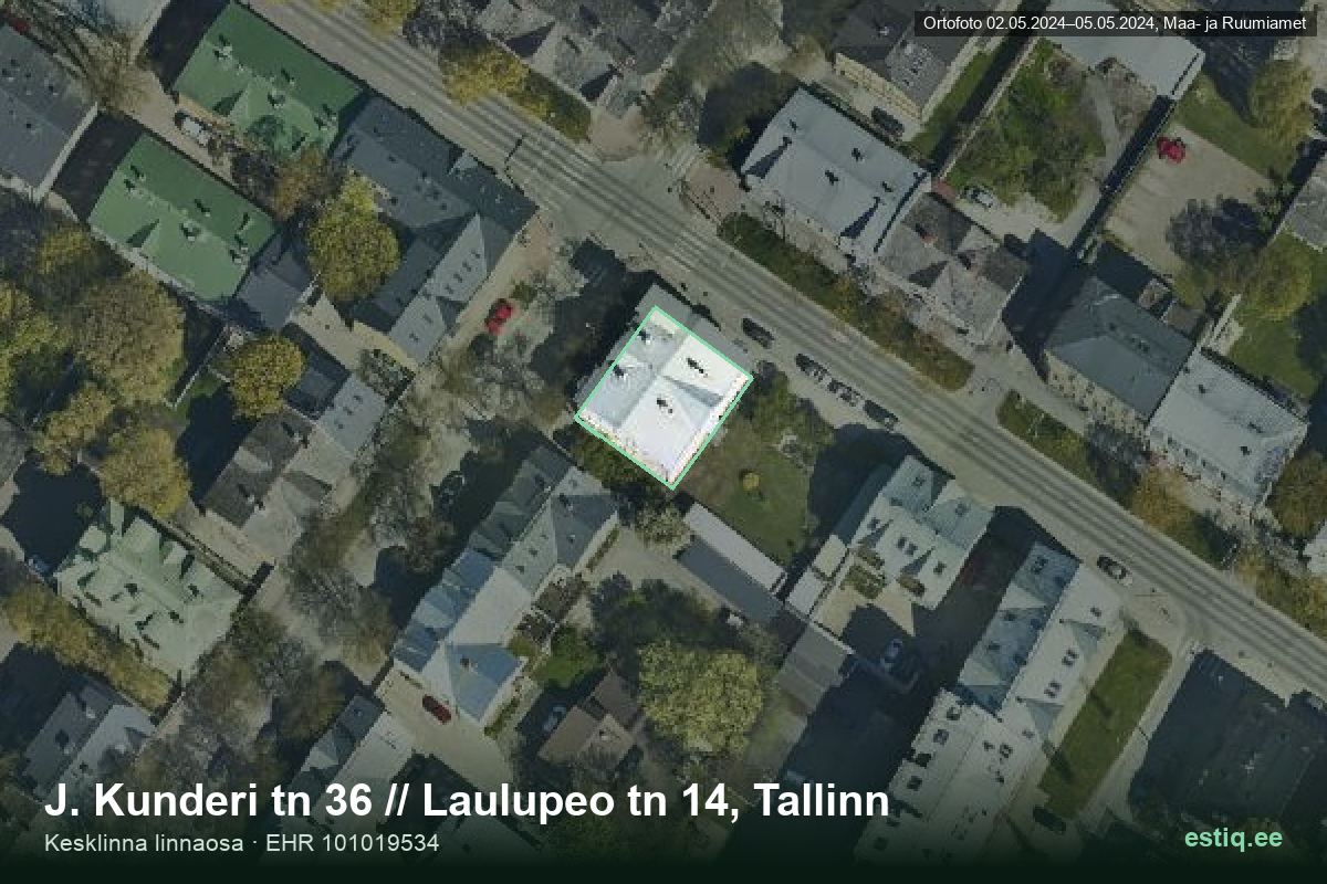 J. Kunderi tänav 36, Tallinn – hoone aerofoto, kontuur ehitisregistri (EHR) andmetest