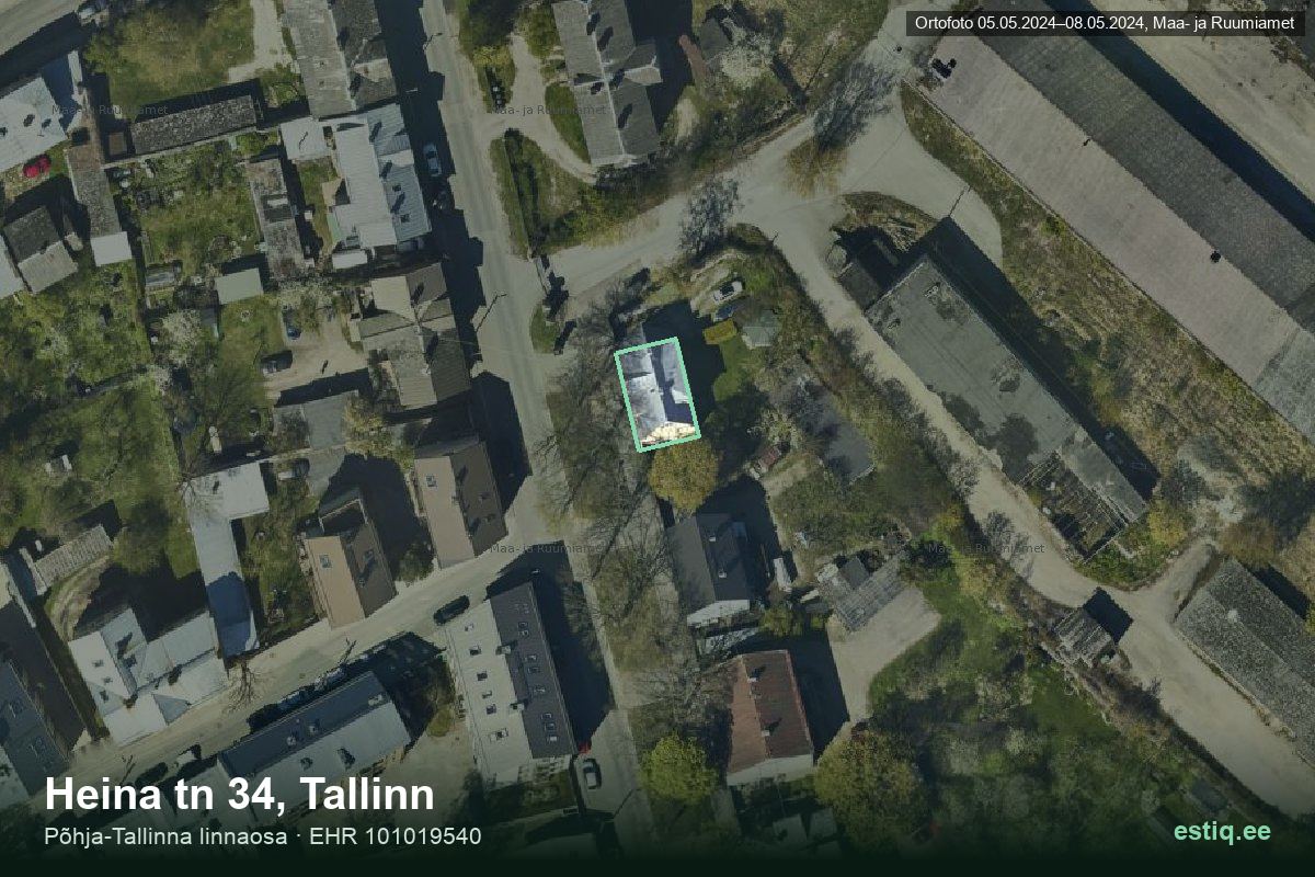 Heina tänav 34, Tallinn – aerial photo of the building, outline from the Building Register (EHR)