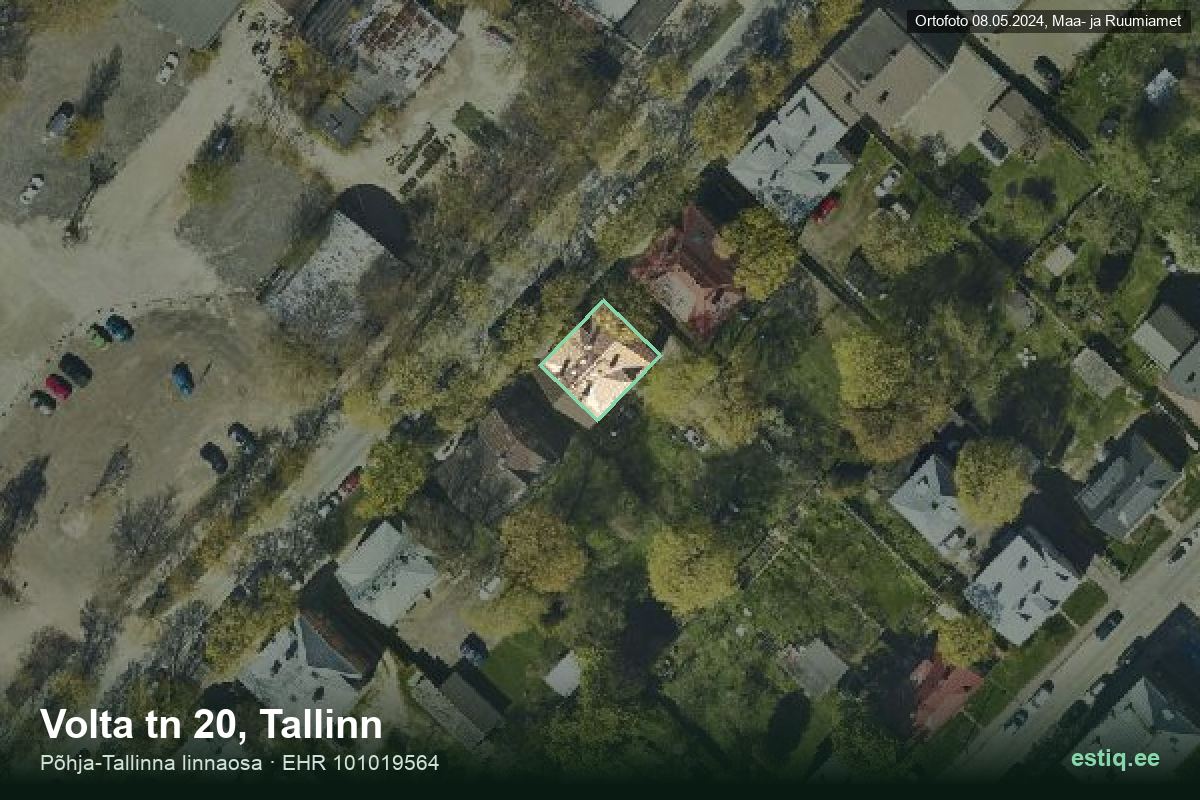 Volta tänav 20, Tallinn – ilmakuva rakennuksesta, ääriviiva rakennusrekisteristä (EHR)