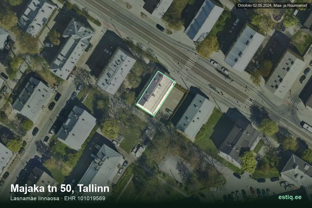 Majaka tänav 50, Tallinn – hoone aerofoto, kontuur ehitisregistri (EHR) andmetest