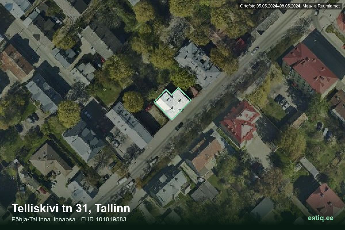 Telliskivi tänav 31, Tallinn – hoone aerofoto, kontuur ehitisregistri (EHR) andmetest