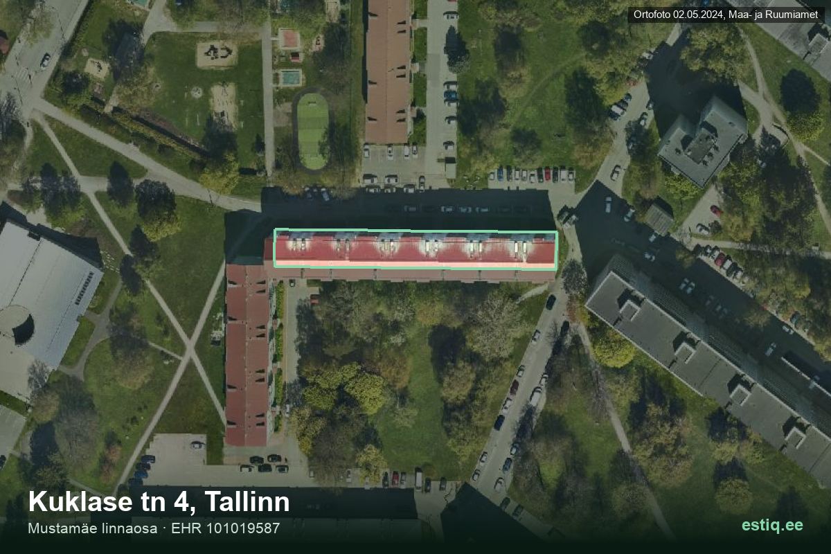 Kuklase tänav 4, Tallinn – aerial photo of the building, outline from the Building Register (EHR)