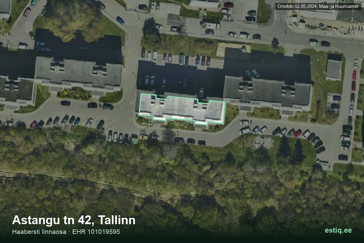 Astangu tänav 42, Tallinn – aerial photo of the building, outline from the Building Register (EHR)