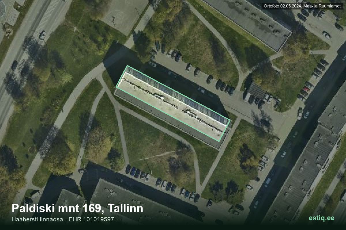 Paldiski mnt 169, Tallinn – ilmakuva rakennuksesta, ääriviiva rakennusrekisteristä (EHR)