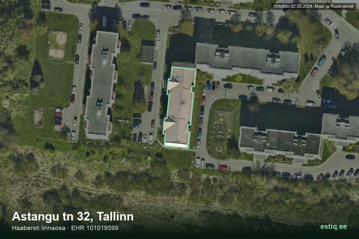Astangu tänav 32, Tallinn – hoone aerofoto, kontuur ehitisregistri (EHR) andmetest