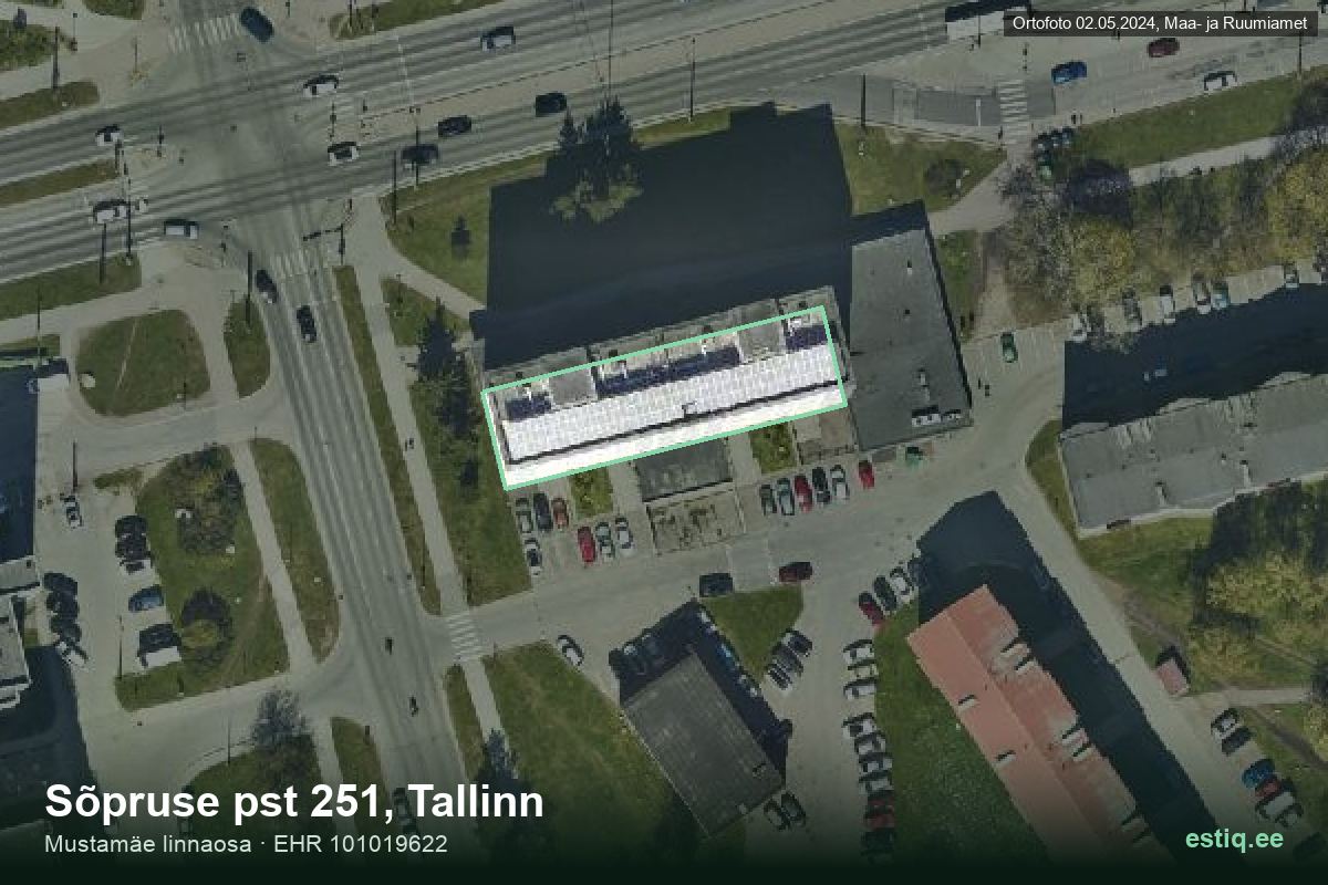 Sõpruse pst 251, Tallinn – aerial photo of the building, outline from the Building Register (EHR)