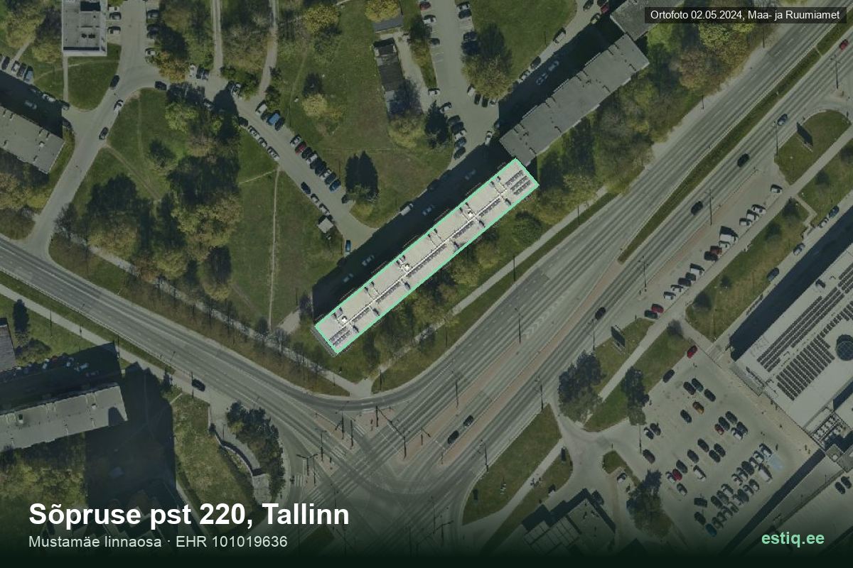 Sõpruse pst 220, Tallinn – hoone aerofoto, kontuur ehitisregistri (EHR) andmetest