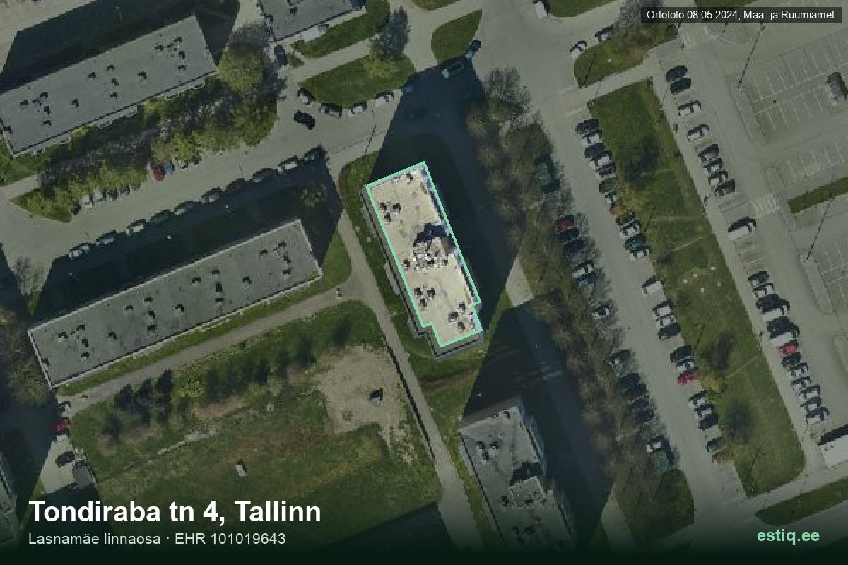 Tondiraba tänav 4, Tallinn – hoone aerofoto, kontuur ehitisregistri (EHR) andmetest