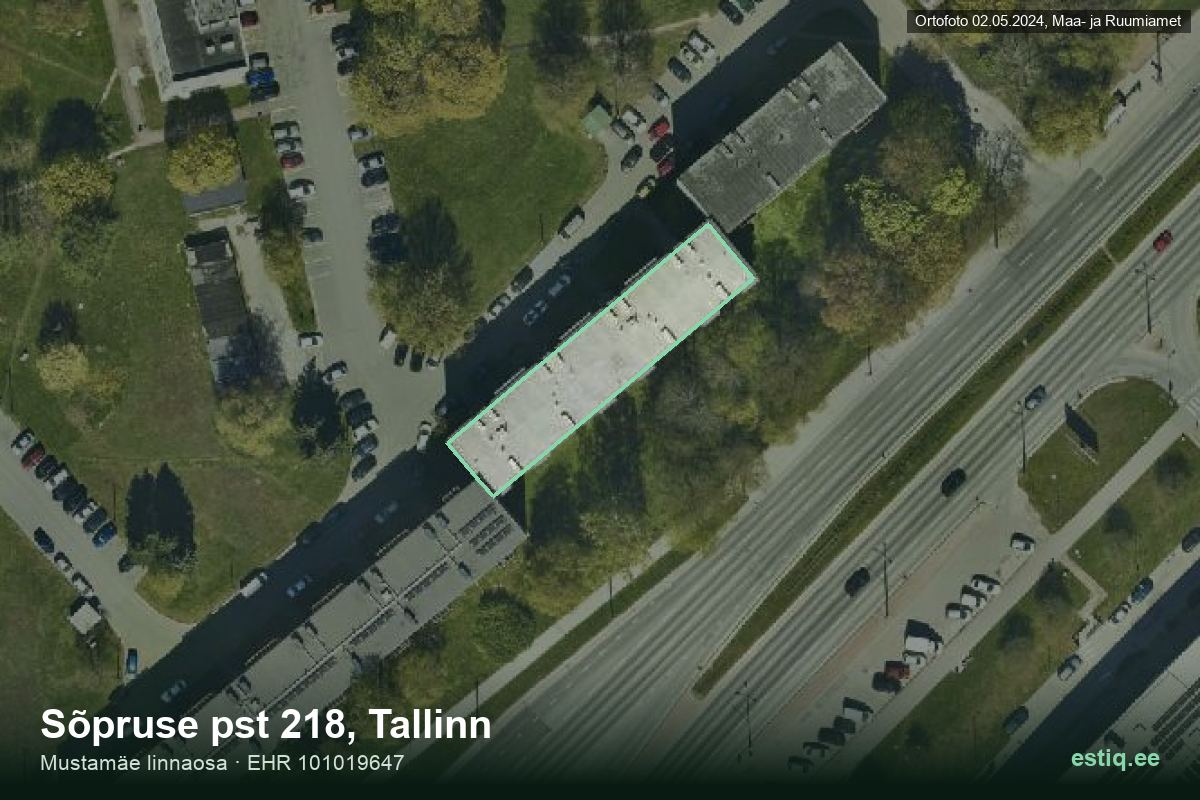 Sõpruse pst 218, Tallinn – aerial photo of the building, outline from the Building Register (EHR)
