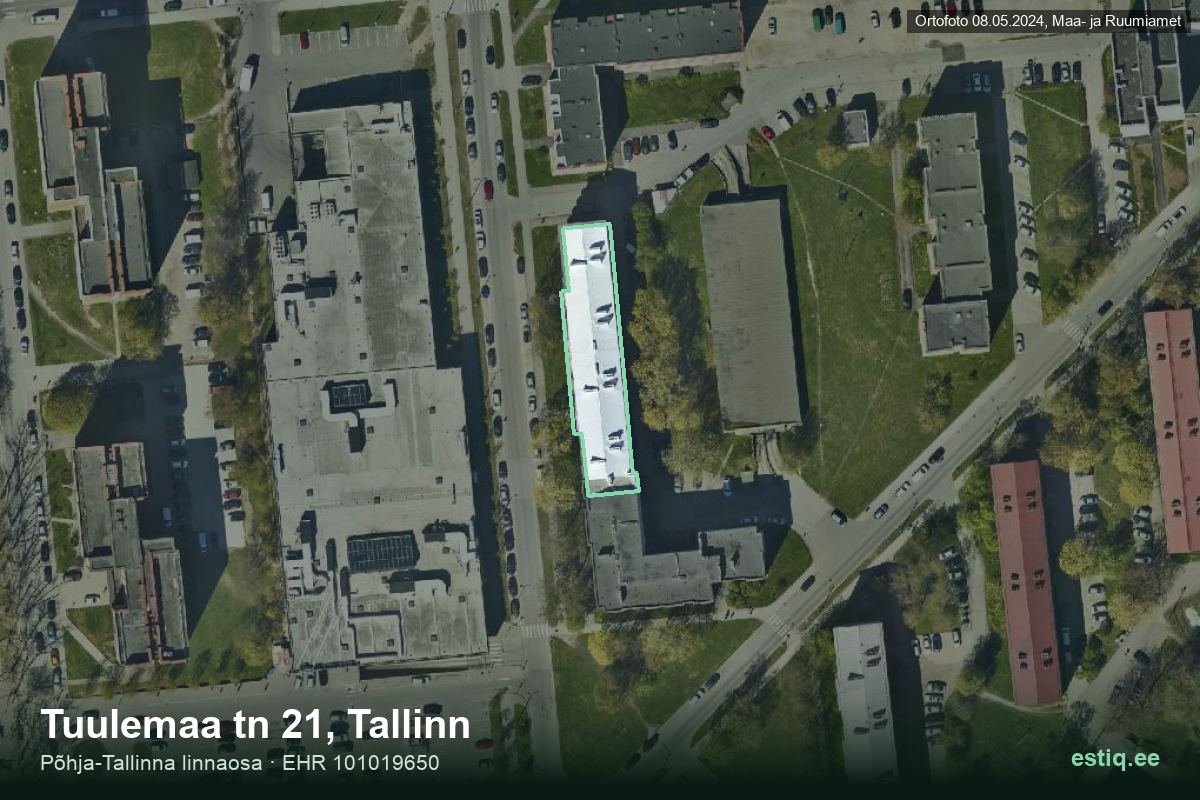 Tuulemaa tänav 21, Tallinn – hoone aerofoto, kontuur ehitisregistri (EHR) andmetest