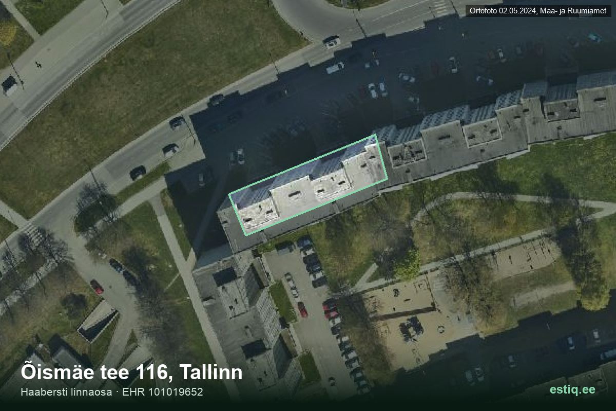 Õismäe tee 116, Tallinn – ilmakuva rakennuksesta, ääriviiva rakennusrekisteristä (EHR)