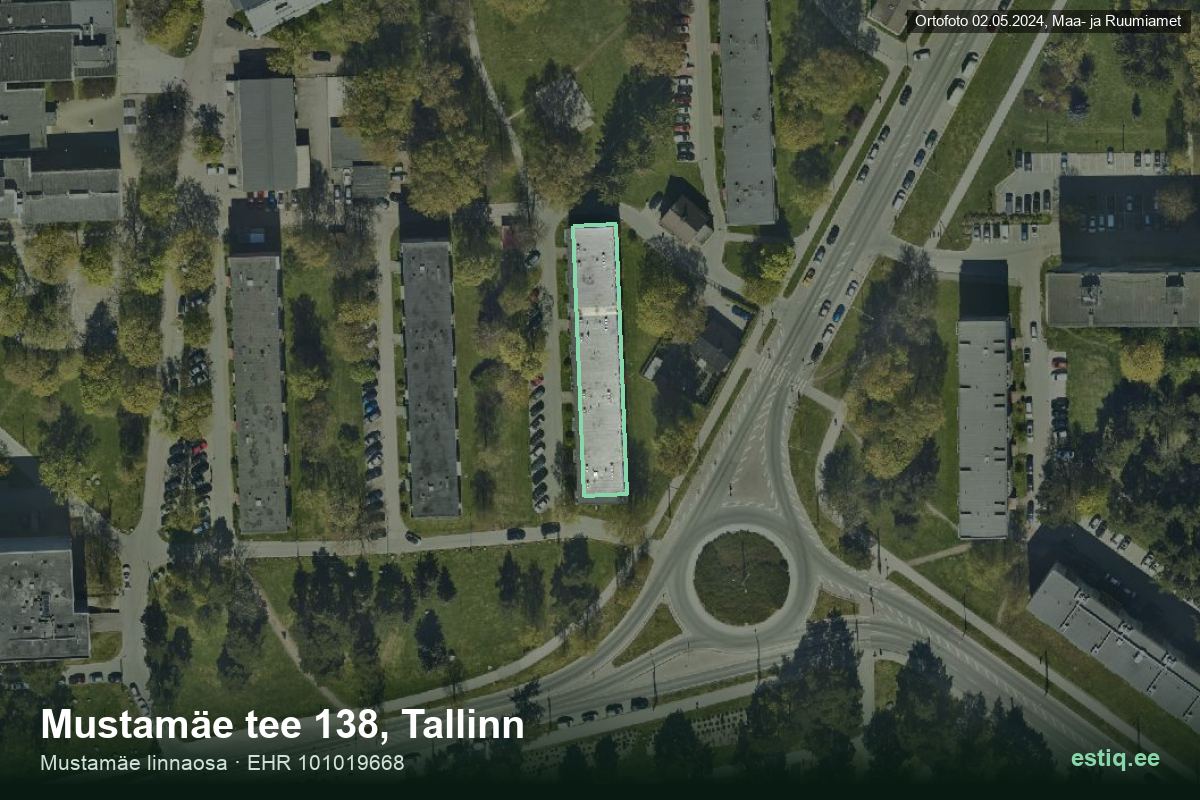 Mustamäe tee 138, Tallinn – hoone aerofoto, kontuur ehitisregistri (EHR) andmetest
