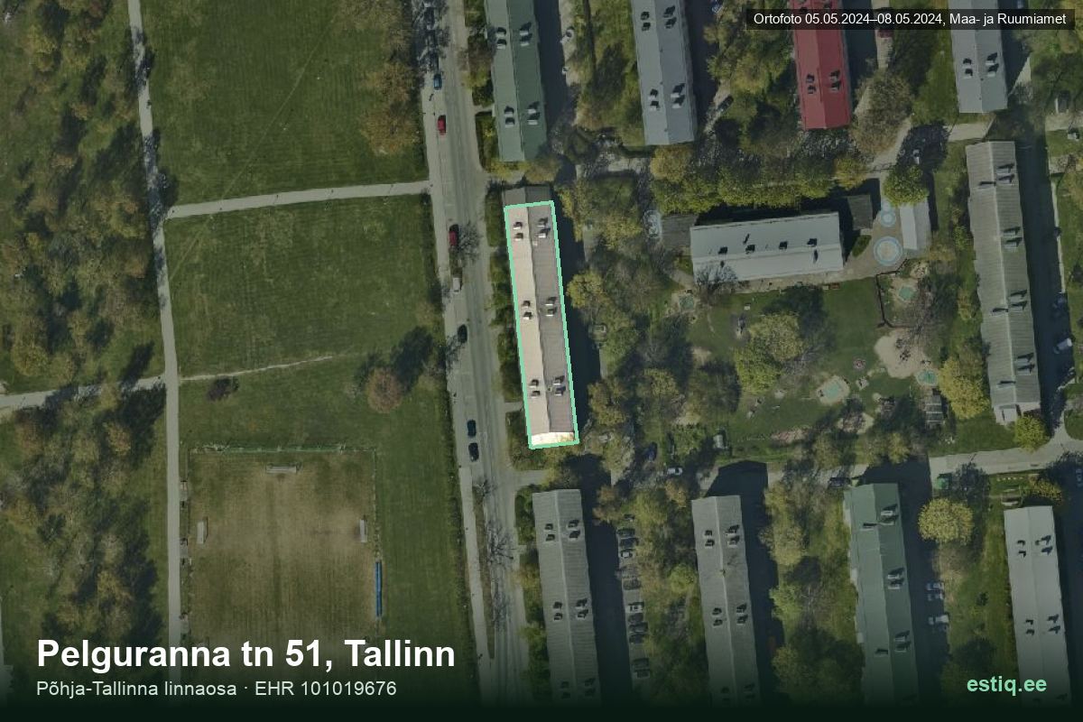 Pelguranna tänav 51, Tallinn – hoone aerofoto, kontuur ehitisregistri (EHR) andmetest