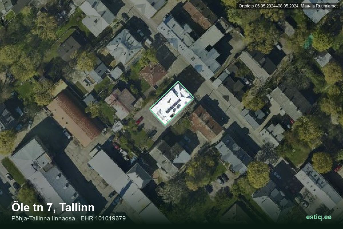 Õle tänav 7, Tallinn – aerial photo of the building, outline from the Building Register (EHR)