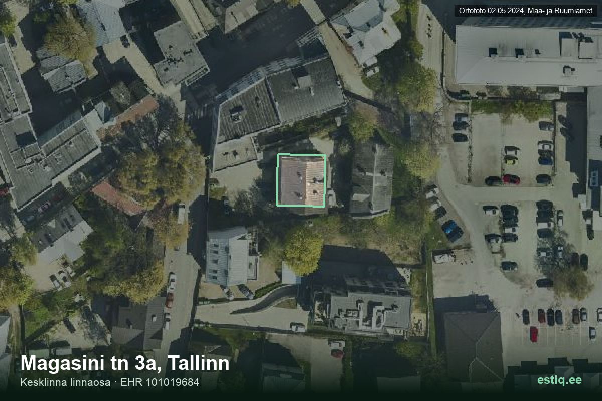 Magasini tänav 3a, Tallinn – aerial photo of the building, outline from the Building Register (EHR)