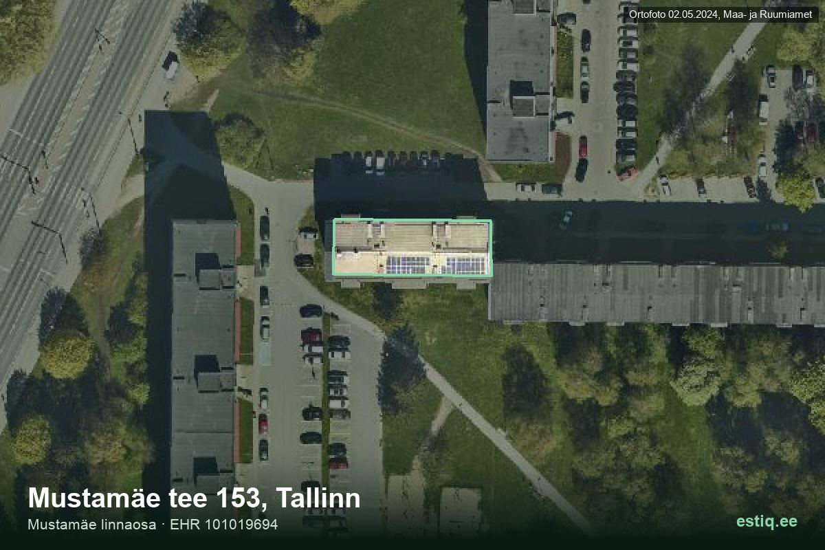 Mustamäe tee 153, Tallinn – hoone aerofoto, kontuur ehitisregistri (EHR) andmetest
