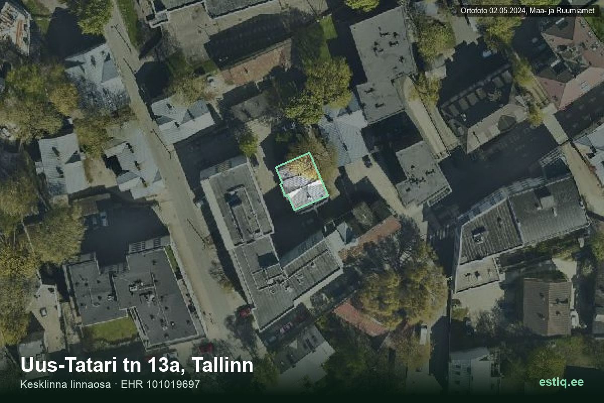 Uus-Tatari tänav 13a, Tallinn – aerial photo of the building, outline from the Building Register (EHR)