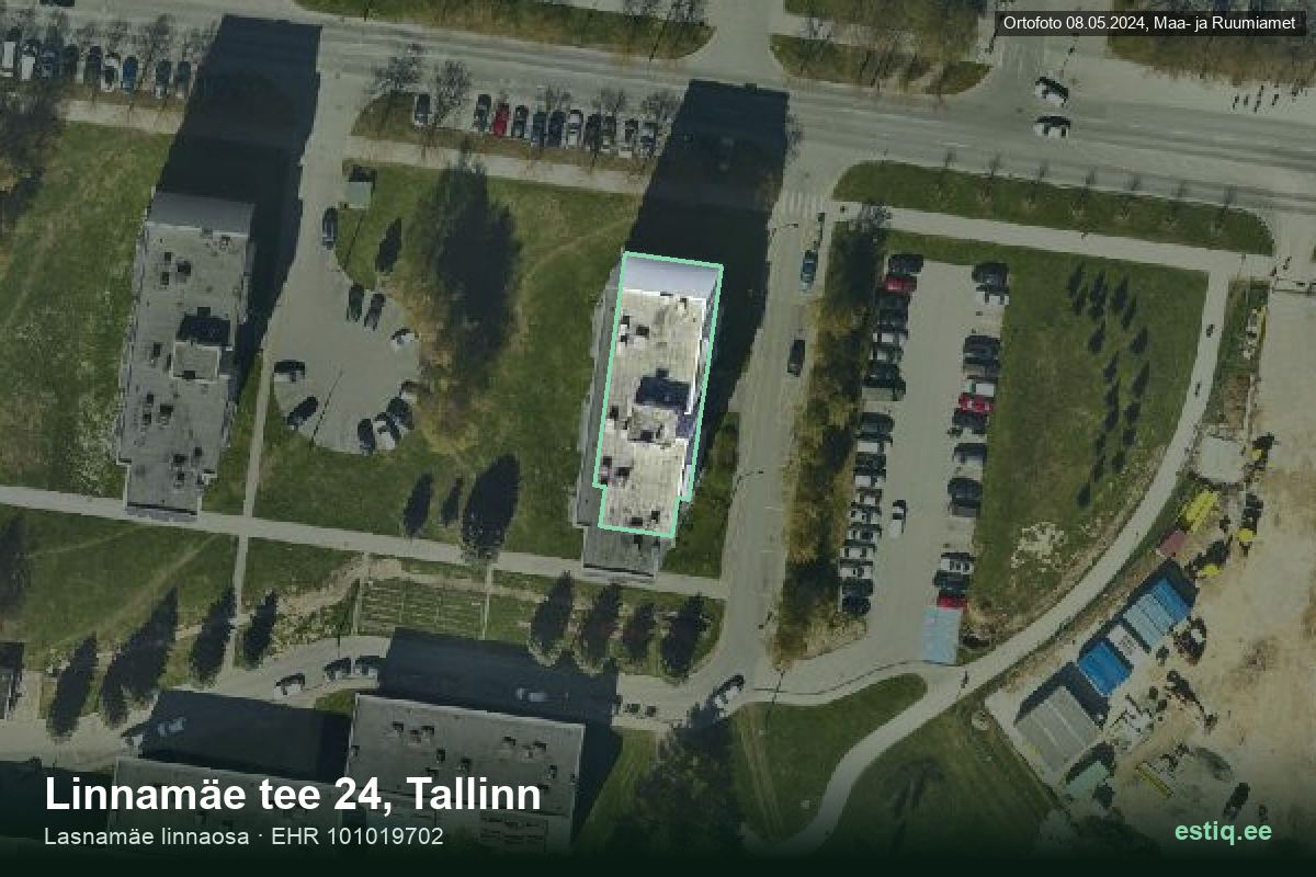 Linnamäe tee 24, Tallinn – hoone aerofoto, kontuur ehitisregistri (EHR) andmetest