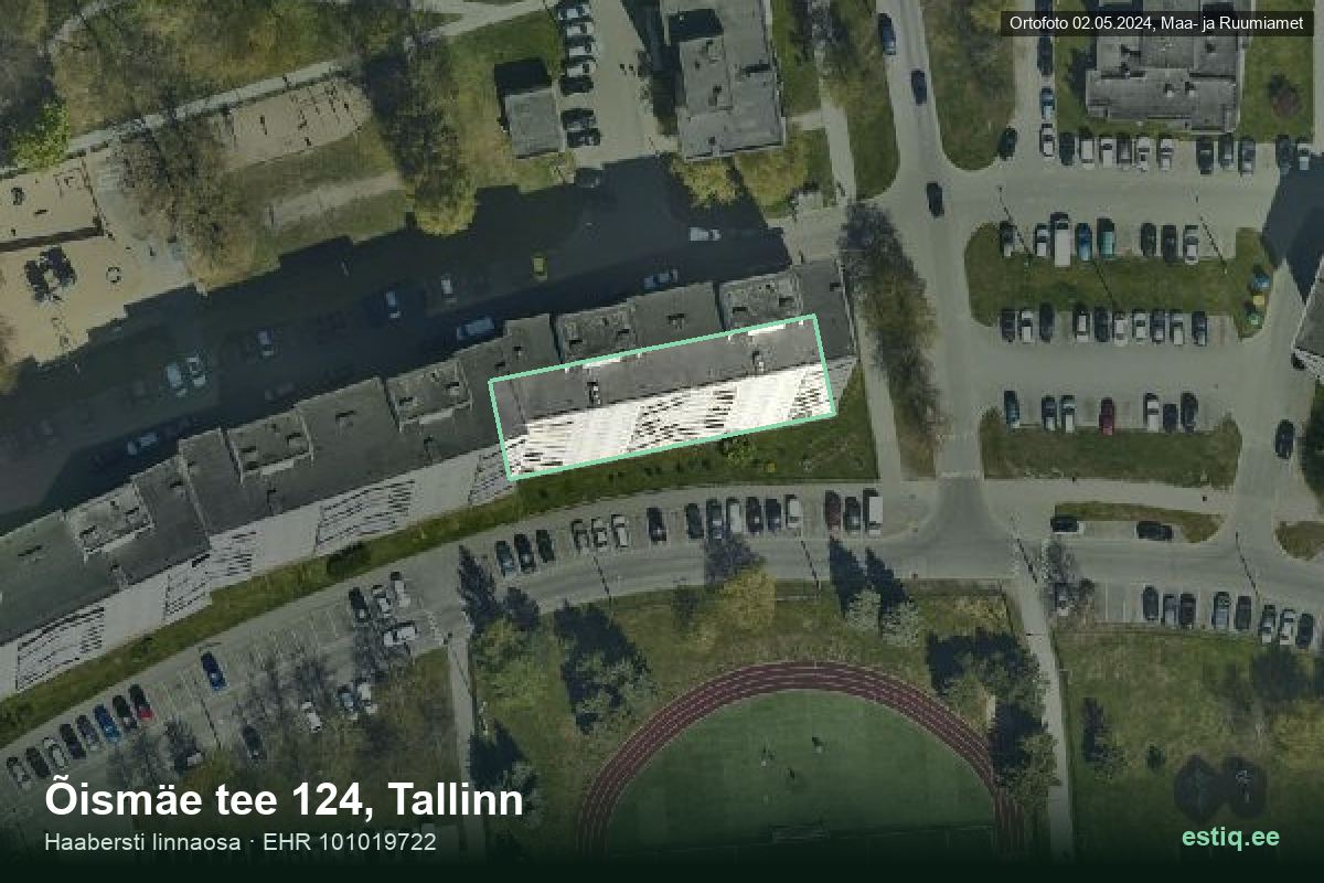 Õismäe tee 124, Tallinn – hoone aerofoto, kontuur ehitisregistri (EHR) andmetest