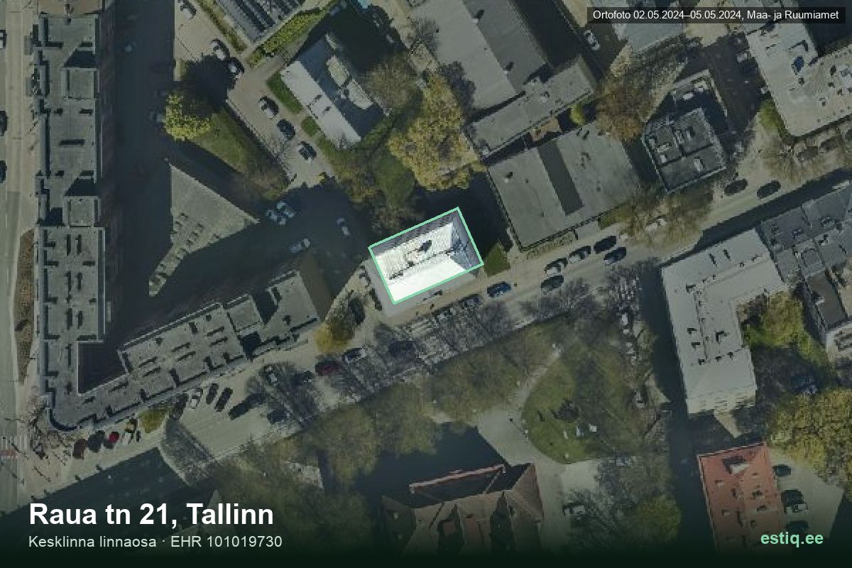 Raua tänav 21, Tallinn – aerial photo of the building, outline from the Building Register (EHR)