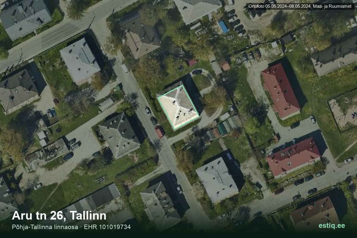Aru tänav 26, Tallinn – hoone aerofoto, kontuur ehitisregistri (EHR) andmetest