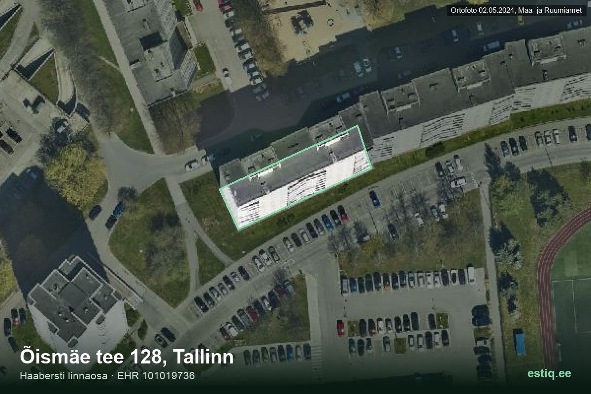 Õismäe tee 128, Tallinn – ilmakuva rakennuksesta, ääriviiva rakennusrekisteristä (EHR)
