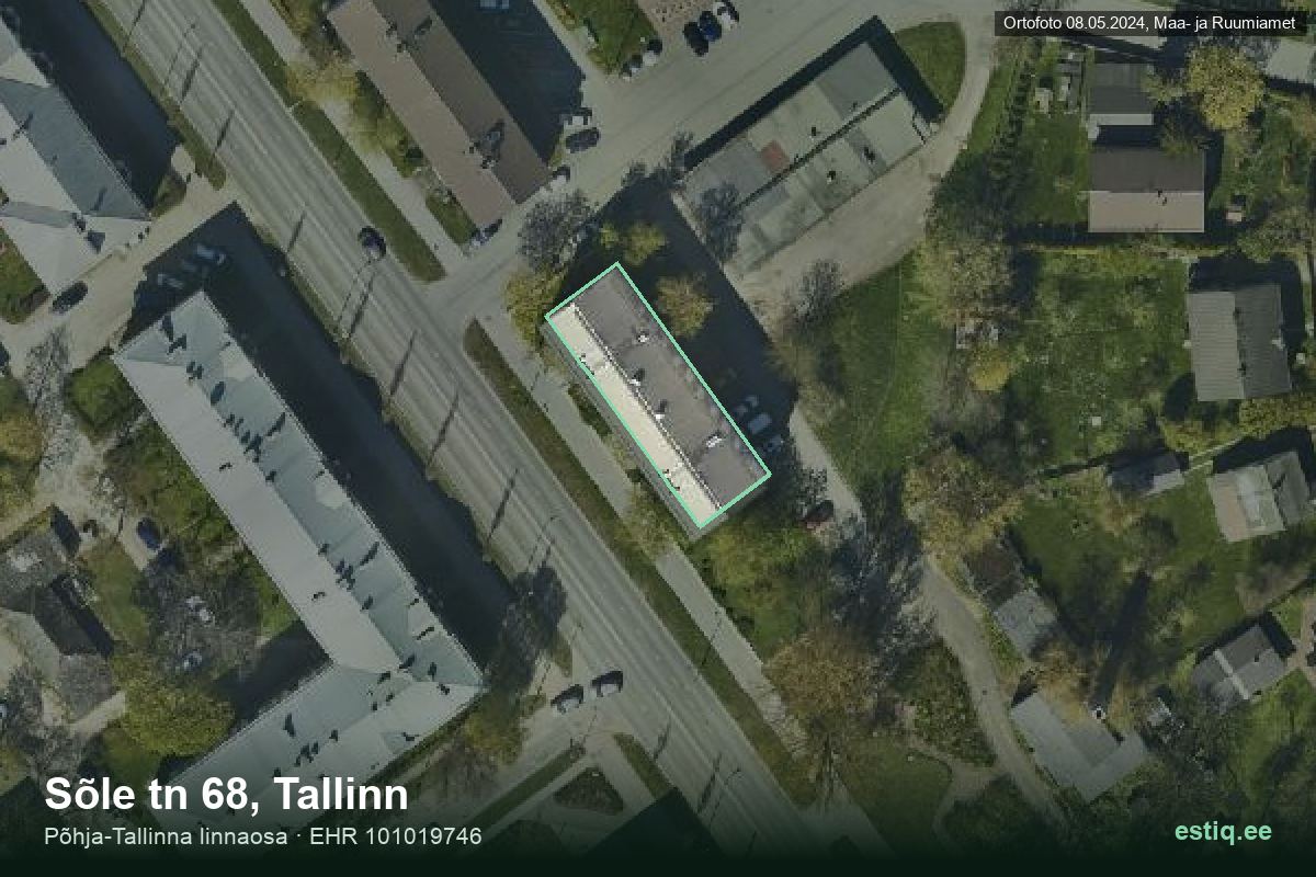 Sõle tänav 68, Tallinn – hoone aerofoto, kontuur ehitisregistri (EHR) andmetest