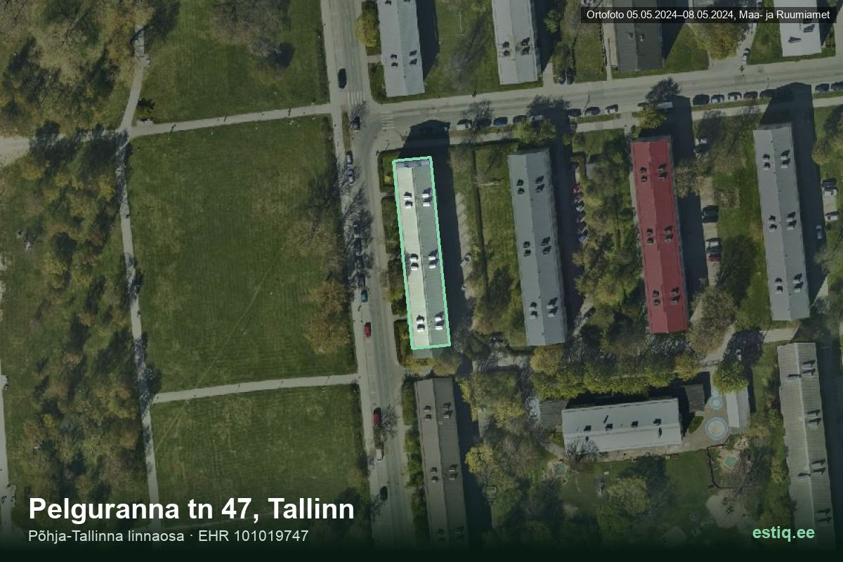 Pelguranna tänav 47, Tallinn – hoone aerofoto, kontuur ehitisregistri (EHR) andmetest