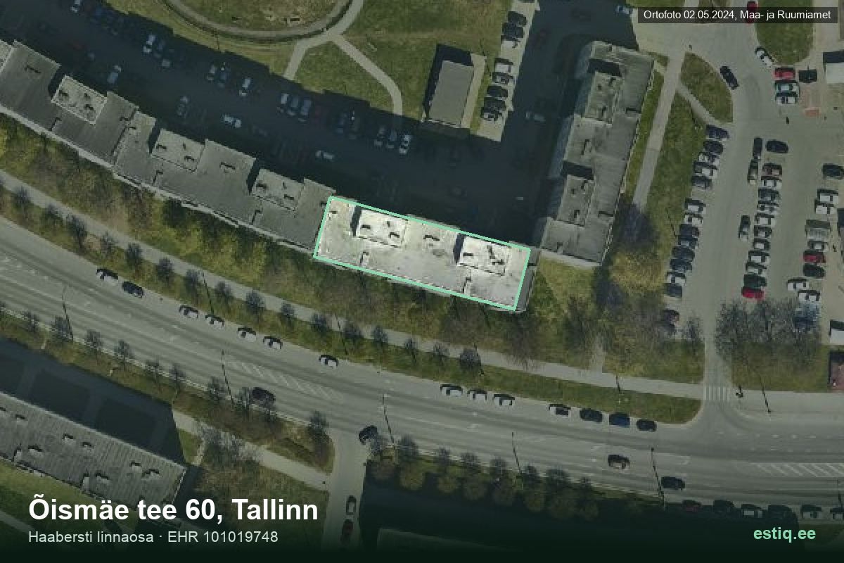 Õismäe tee 60, Tallinn – hoone aerofoto, kontuur ehitisregistri (EHR) andmetest