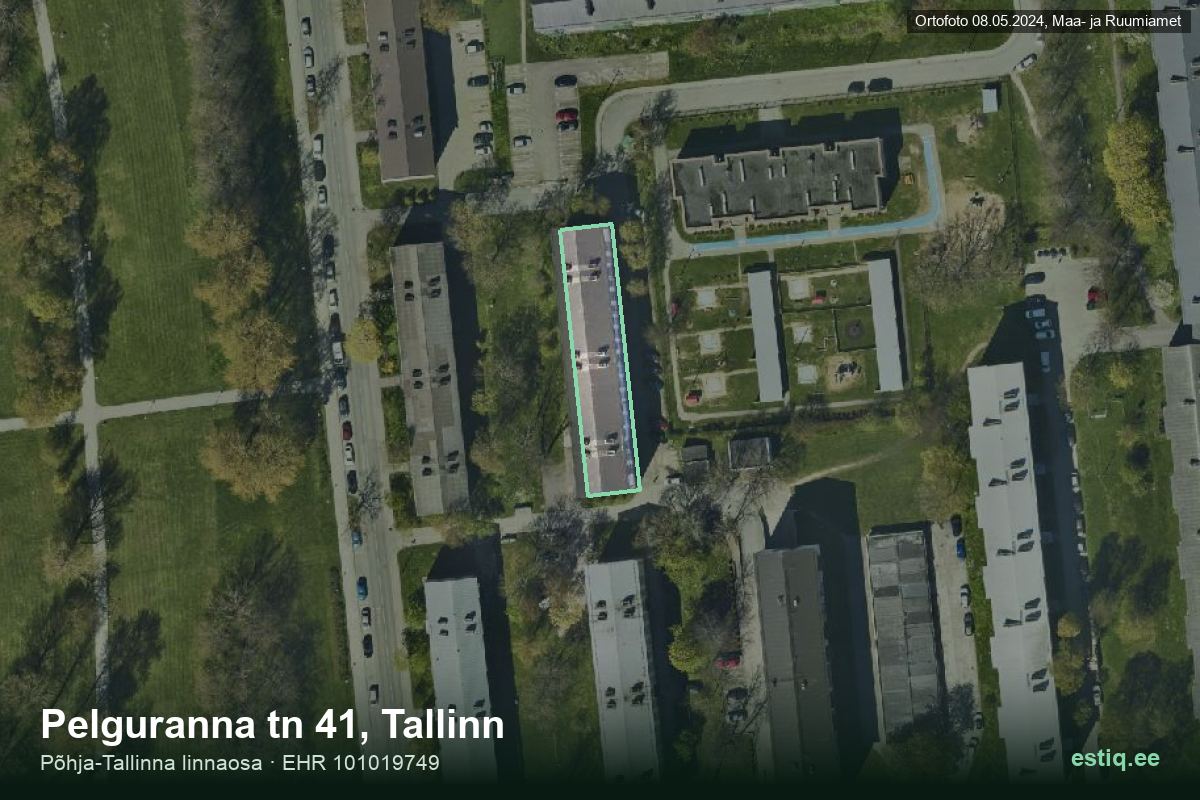 Pelguranna tänav 41, Tallinn – hoone aerofoto, kontuur ehitisregistri (EHR) andmetest
