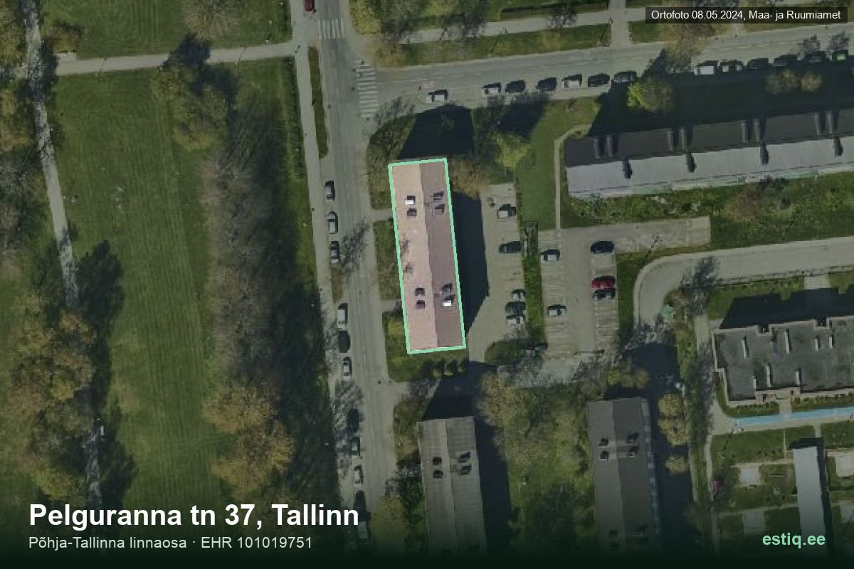 Pelguranna tänav 37, Tallinn – hoone aerofoto, kontuur ehitisregistri (EHR) andmetest