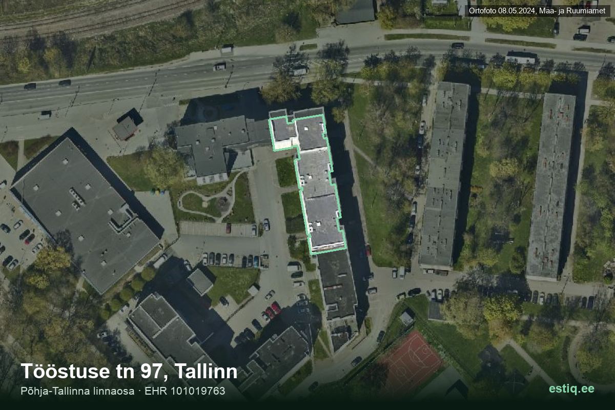Tööstuse tänav 97, Tallinn – hoone aerofoto, kontuur ehitisregistri (EHR) andmetest