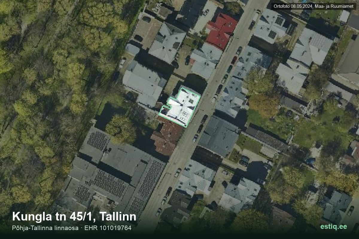 Kungla tänav 45/1, Tallinn – hoone aerofoto, kontuur ehitisregistri (EHR) andmetest