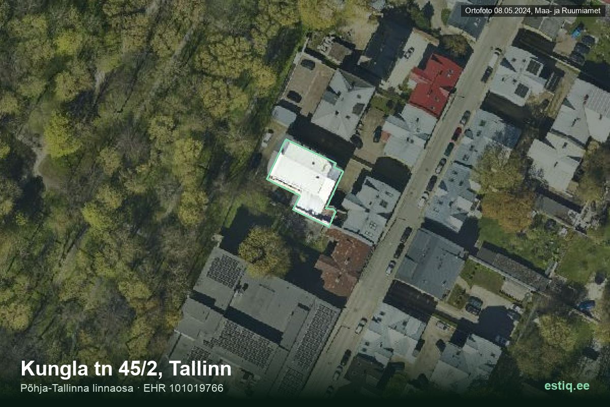 Kungla tänav 45/2, Tallinn – hoone aerofoto, kontuur ehitisregistri (EHR) andmetest