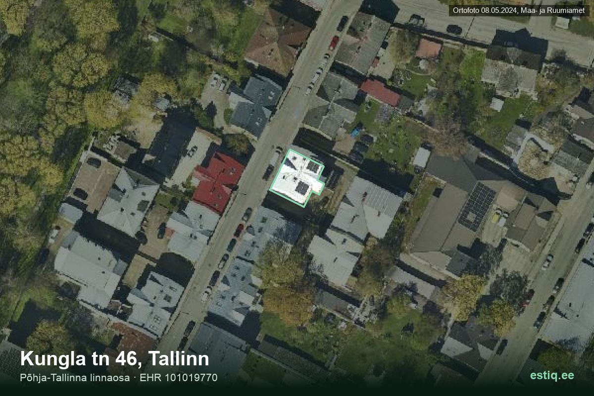 Kungla tänav 46, Tallinn – hoone aerofoto, kontuur ehitisregistri (EHR) andmetest